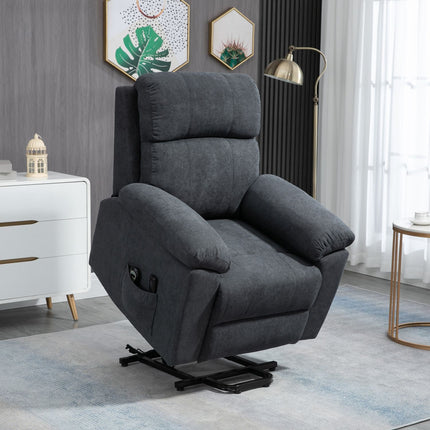 Reclining massage chair with standing aid, grey