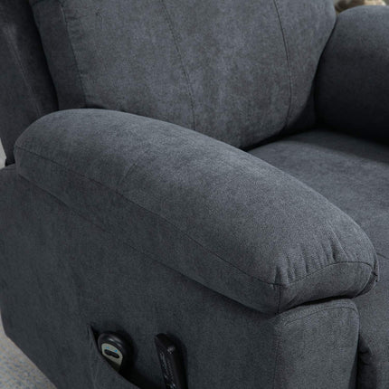 Reclining massage chair with standing aid, grey