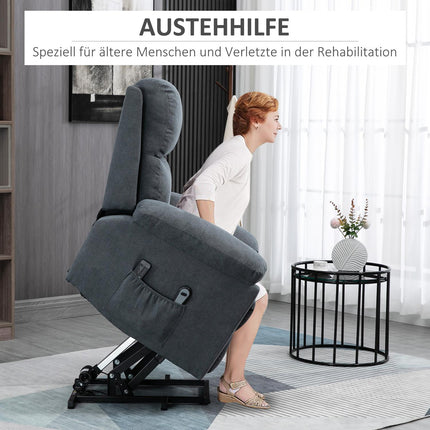 Reclining massage chair with standing aid, grey