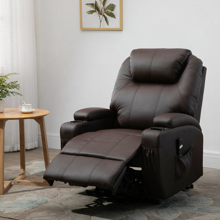 Recliner with standing aid and storage