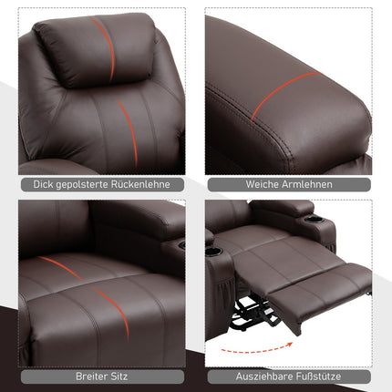 Recliner with standing aid and storage