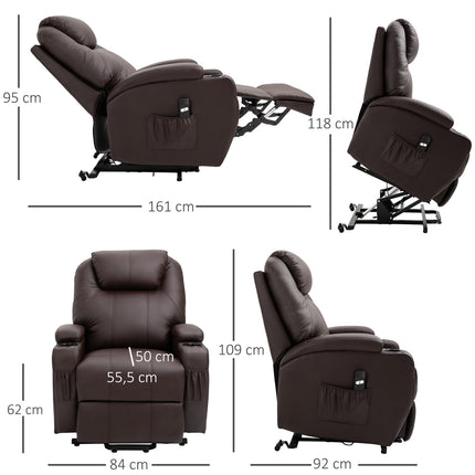 Recliner with standing aid and storage