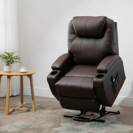 Recliner with standing aid and storage
