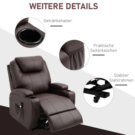 Recliner with standing aid and storage