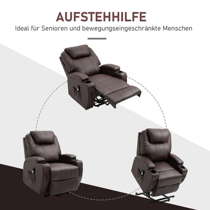 Recliner with standing aid and storage
