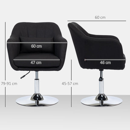 Adjustable black lounge chair - metal frame, armrests, cushion