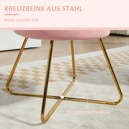 Rosa Samtsessel – Armlehne, Metallbeine, gepolstert