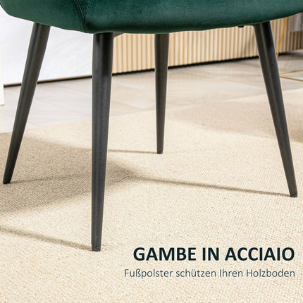 Fauteuil lounge avec accoudoirs, aspect velours, fauteuil de relaxation rembourré avec pieds en acier, pour salon, chambre, vert foncé