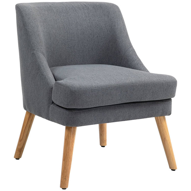 Sessel Loungesessel mit gepolsterter Leinenoptik, dunkelgrau
