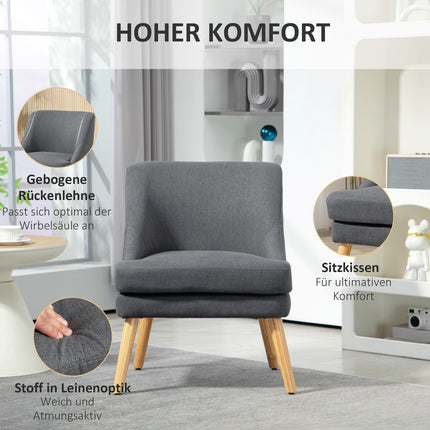 Sessel Loungesessel mit gepolsterter Leinenoptik, dunkelgrau