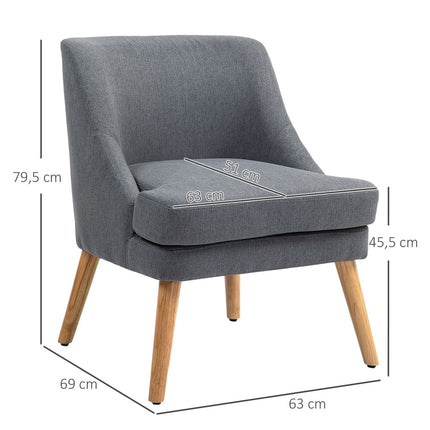 Sessel Loungesessel mit gepolsterter Leinenoptik, dunkelgrau
