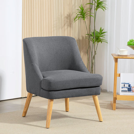 Sessel Loungesessel mit gepolsterter Leinenoptik, dunkelgrau