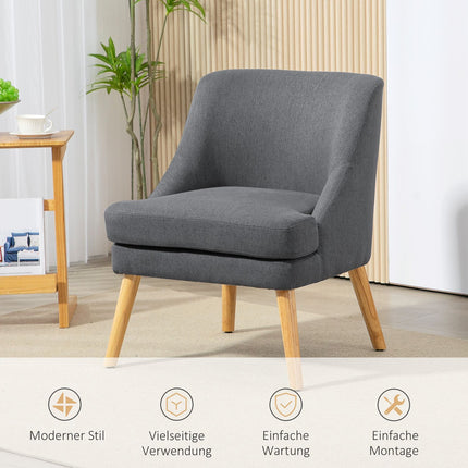 Sessel Loungesessel mit gepolsterter Leinenoptik, dunkelgrau