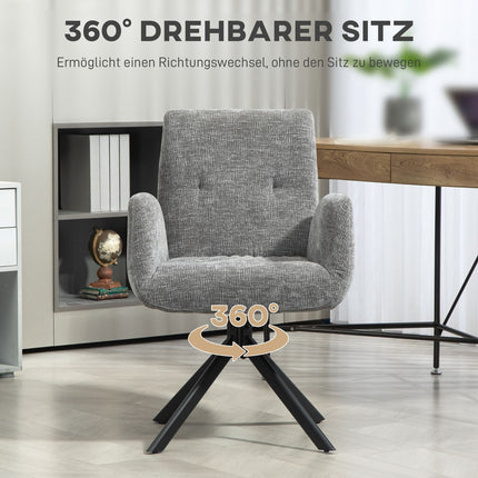 Dunkelgrauer Drehsessel – moderne Polsterung, Stahlbeine