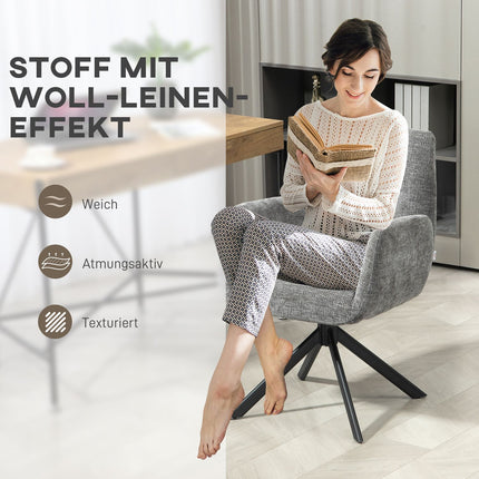 Dunkelgrauer Drehsessel – moderne Polsterung, Stahlbeine