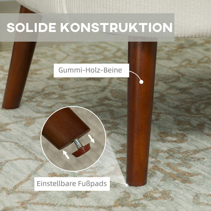 Cremefarbener Polstersessel - Holzbeine, Kordoptik