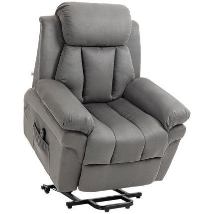 Electric recliner with standing aid, artificial leather, grey