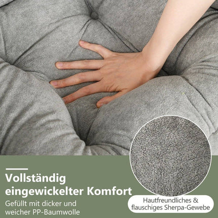 Fauteuil avec tabouret, accoudoirs, poche latérale et repose-pieds double face, fauteuil de relaxation gris