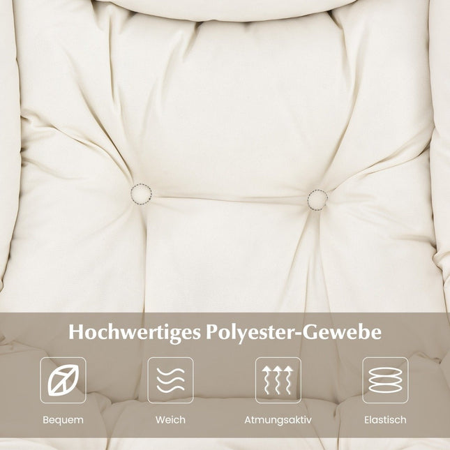 Sessel mit Hocker &amp; Armlehnen &amp; Seitentasche &amp; Fußstütze Relaxsessel Ohrensessel Beige