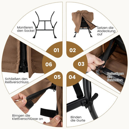 Sessel mit Hocker &amp; Armlehnen &amp; Seitentasche &amp; Fußstütze Relaxsessel Ohrensessel Braun