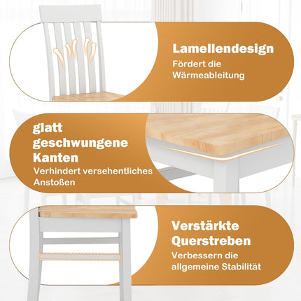 Esszimmerstühle ohne Armlehnen, 2er-Set, ergonomische Rückenlehne, Holz