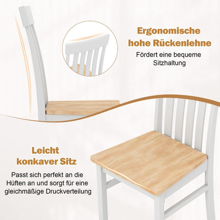 Esszimmerstühle ohne Armlehnen, 2er-Set, ergonomische Rückenlehne, Holz