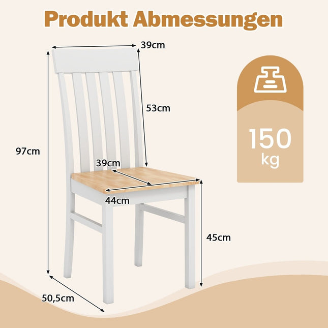 Set van 2 eetkamerstoelen zonder armleuningen, ergonomische rugleuning, hout