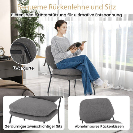 Armloser Akzentstuhl mit Teddyfleece-Bezug und Freizeitsessel mit hoher Rückenlehne