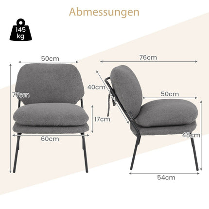 Armloser Akzentstuhl mit Teddyfleece-Bezug und Freizeitsessel mit hoher Rückenlehne