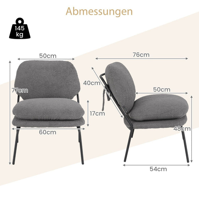 Armloser Akzentstuhl mit Teddyfleece-Bezug und Freizeitsessel mit hoher Rückenlehne