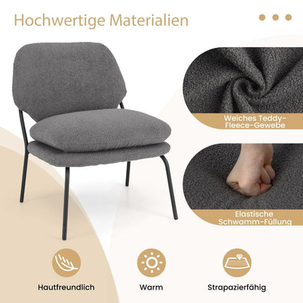 Armloser Akzentstuhl mit Teddyfleece-Bezug und Freizeitsessel mit hoher Rückenlehne