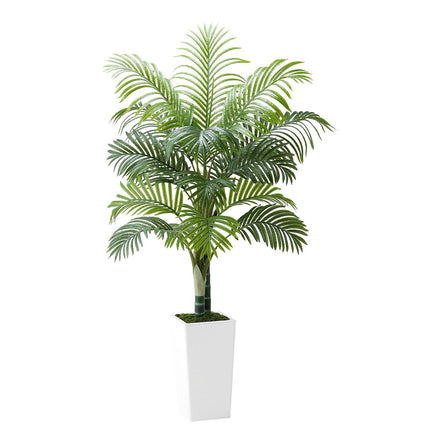 Artificial Areca Palm Tree 5 Ft, White Planter Pot
