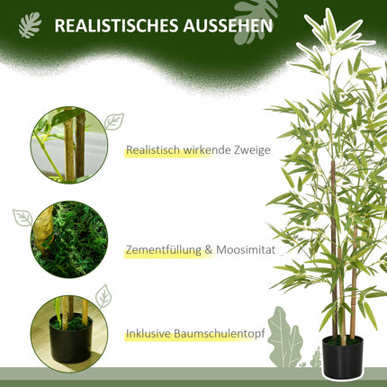 Artificial Bamboo Plant Set, 3 Stems, 120 cm, Green