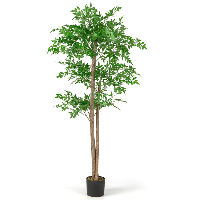 Umělý bambus s květináčem, 150 cm, 1020 listů