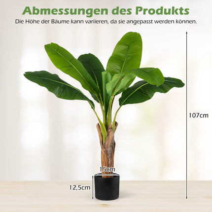 Artificial Banana Leaf Plant Set, 107 cm, PEVA, 2-Pack