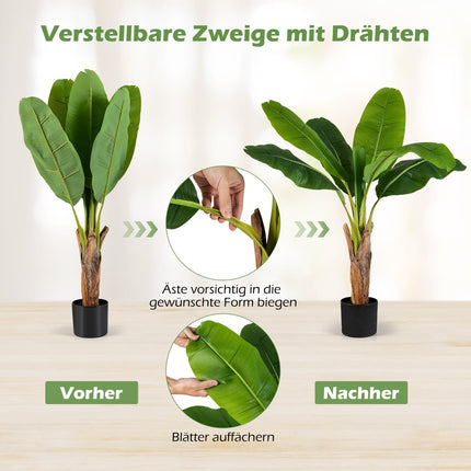 Artificial Banana Leaf Plant Set, 107 cm, PEVA, 2-Pack