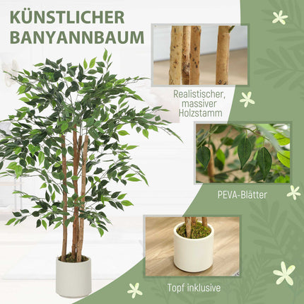 Künstlicher Banyan-Baum 120 cm, Echtholzstamm
