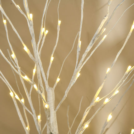 Artificial Birch Tree with LED Lights, White Bark, 180cm
