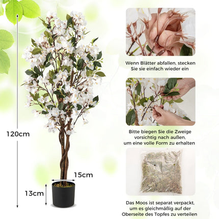 Umělá bougainvillea, 120 cm, bílé květy