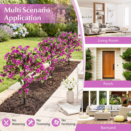 Artificial Bougainvillea Trees, 43.5" with Ground Spike, 2-Pack