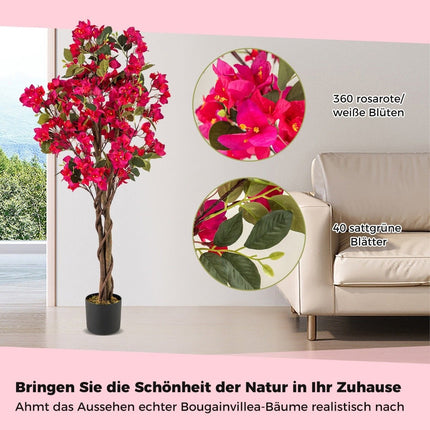 Artificial Bougainvillea Tree with Pot, 120 cm, Pink