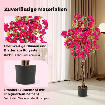 Artificial Bougainvillea Tree with Pot, 120 cm, Pink