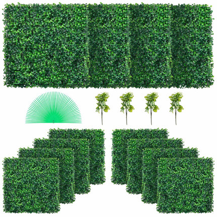 Artificial Boxwood Hedge Panels, 12-Pack 20x20 in