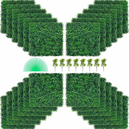 Artificial Boxwood Hedge Wall Panels, UV, 24-Pack 20x20 In