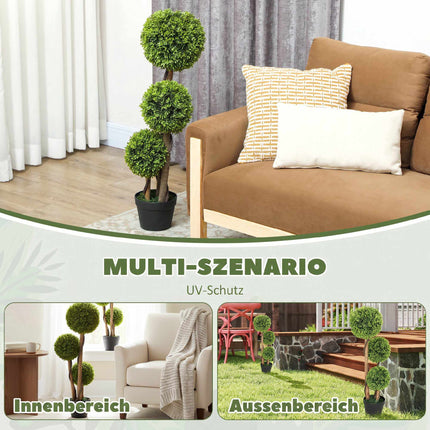 Artificial Boxwood Set of 2, 90cm, Indoor/Outdoor Green