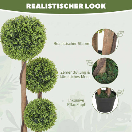 Artificial Boxwood Set of 2, 90cm, Indoor/Outdoor Green