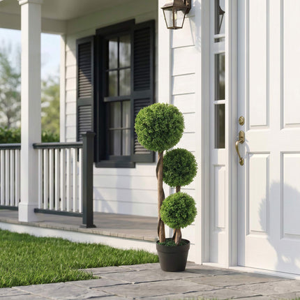 Artificial Boxwood Set of 2, 90cm, Indoor/Outdoor Green