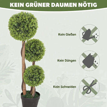 Artificial Boxwood Set of 2, 90cm, Indoor/Outdoor Green