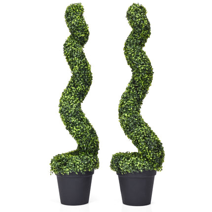 Umělý zimostráz ve tvaru spirály, sada 2 ks, 4 ft, v květináči