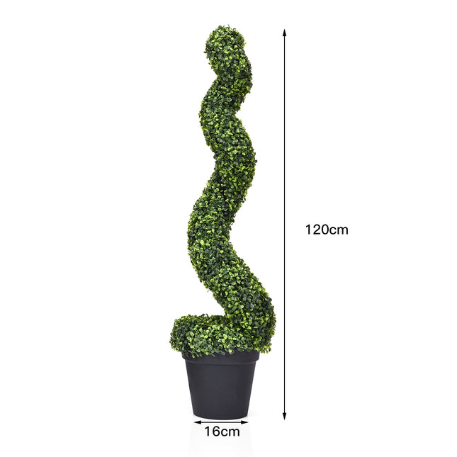 Umělý zimostráz ve tvaru spirály, sada 2 ks, 4 ft, v květináči